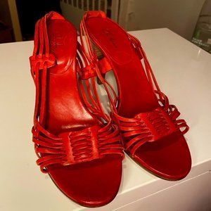 Cole Haan Made in Italy SPERANZA Red Leather Strappy Slingback Sandals Size 9.5